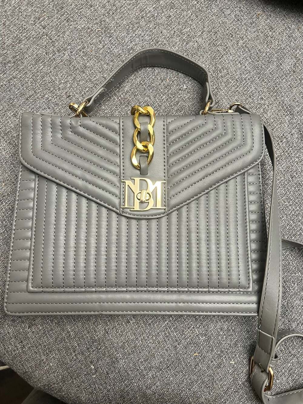 Badgley Mischka Quilted Vegan Leather Crossbody Bag with Letter Lock